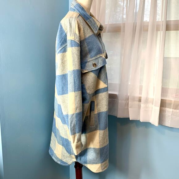 NWT Blank NYC Light Blue Buffalo Plaid Coat Size Large - Picture 6 of 8